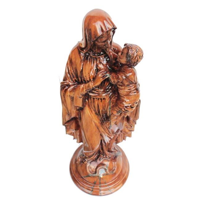 Ecultura Maria e menino Jesus em madeira