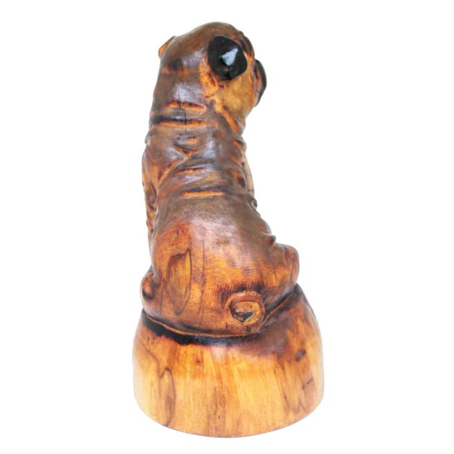 Escultura Pug em madeira