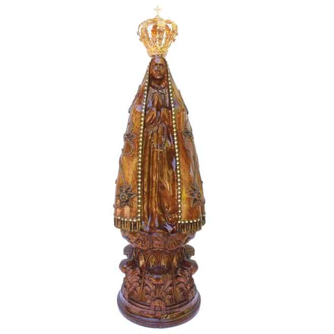 Escultura Nossa Senhora Aparecida em madeira